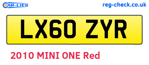 LX60ZYR are the vehicle registration plates.