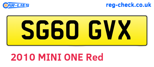 SG60GVX are the vehicle registration plates.