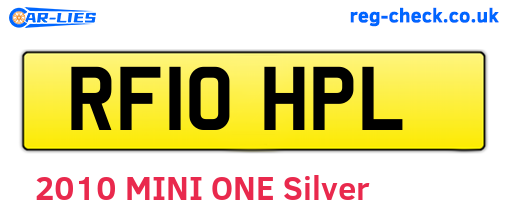 RF10HPL are the vehicle registration plates.