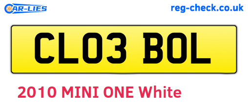 CL03BOL are the vehicle registration plates.