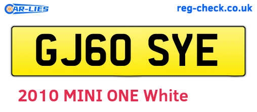 GJ60SYE are the vehicle registration plates.