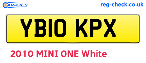 YB10KPX are the vehicle registration plates.