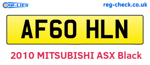 AF60HLN are the vehicle registration plates.