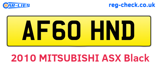 AF60HND are the vehicle registration plates.