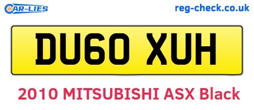 DU60XUH are the vehicle registration plates.