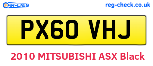 PX60VHJ are the vehicle registration plates.