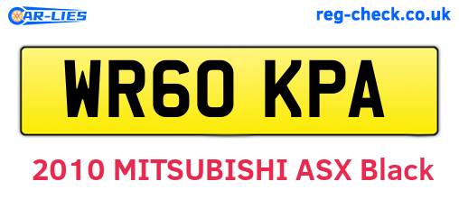 WR60KPA are the vehicle registration plates.