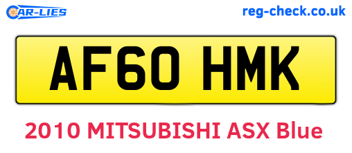 AF60HMK are the vehicle registration plates.