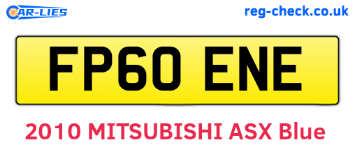 FP60ENE are the vehicle registration plates.