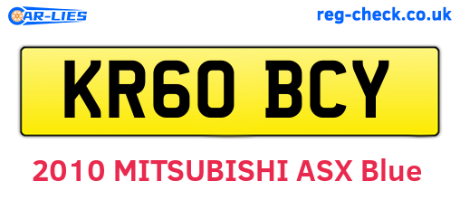 KR60BCY are the vehicle registration plates.