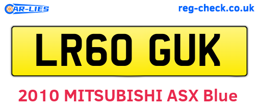 LR60GUK are the vehicle registration plates.