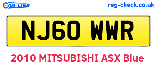 NJ60WWR are the vehicle registration plates.