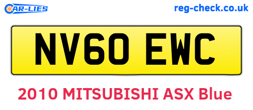 NV60EWC are the vehicle registration plates.