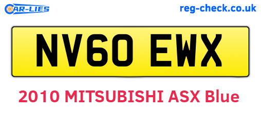 NV60EWX are the vehicle registration plates.