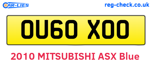 OU60XOO are the vehicle registration plates.