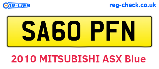 SA60PFN are the vehicle registration plates.