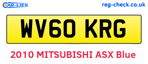 WV60KRG are the vehicle registration plates.