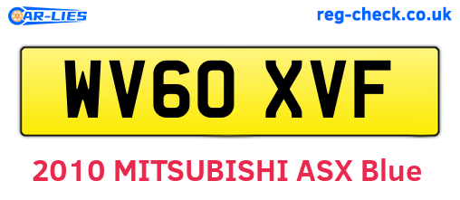 WV60XVF are the vehicle registration plates.