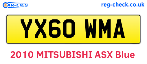 YX60WMA are the vehicle registration plates.