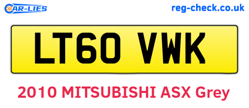 LT60VWK are the vehicle registration plates.