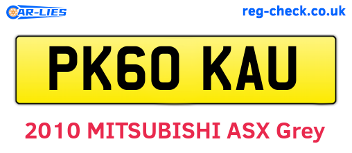 PK60KAU are the vehicle registration plates.