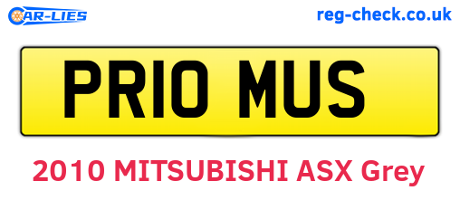PR10MUS are the vehicle registration plates.
