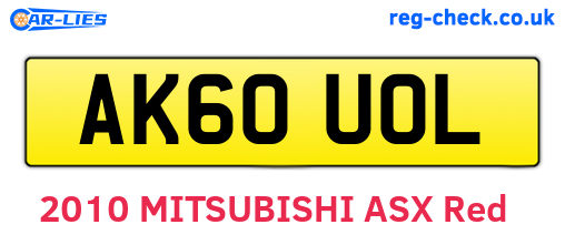AK60UOL are the vehicle registration plates.