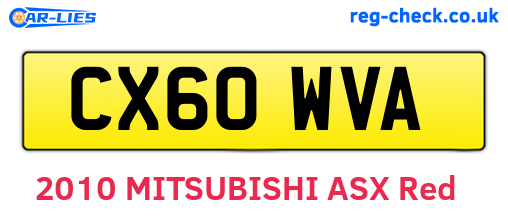 CX60WVA are the vehicle registration plates.