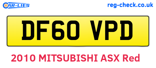 DF60VPD are the vehicle registration plates.