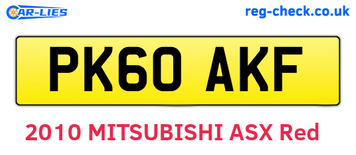 PK60AKF are the vehicle registration plates.