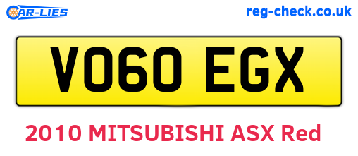 VO60EGX are the vehicle registration plates.