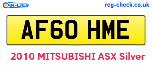 AF60HME are the vehicle registration plates.