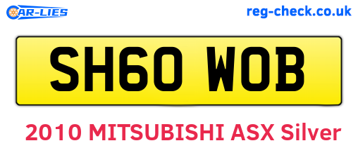 SH60WOB are the vehicle registration plates.
