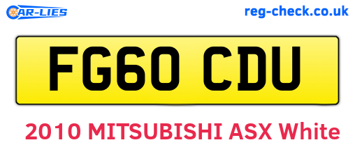 FG60CDU are the vehicle registration plates.