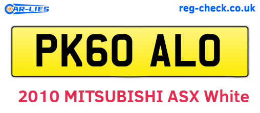 PK60ALO are the vehicle registration plates.