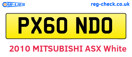 PX60NDO are the vehicle registration plates.