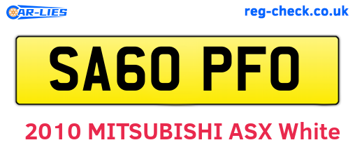 SA60PFO are the vehicle registration plates.