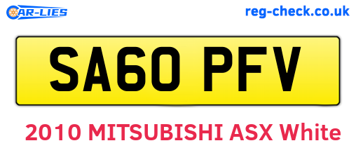 SA60PFV are the vehicle registration plates.