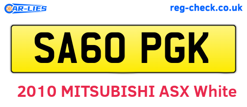SA60PGK are the vehicle registration plates.