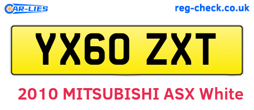 YX60ZXT are the vehicle registration plates.