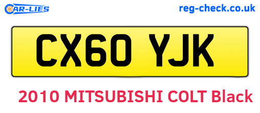 CX60YJK are the vehicle registration plates.