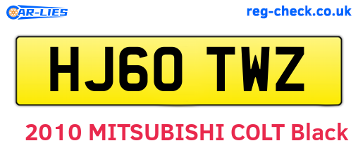 HJ60TWZ are the vehicle registration plates.
