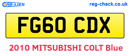 FG60CDX are the vehicle registration plates.