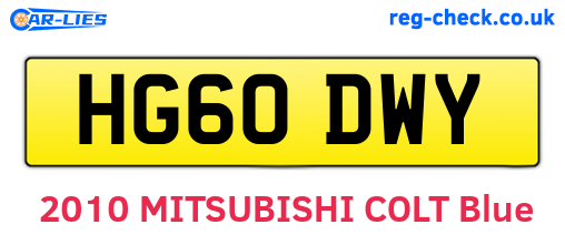 HG60DWY are the vehicle registration plates.