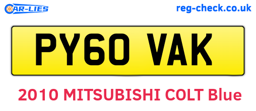 PY60VAK are the vehicle registration plates.
