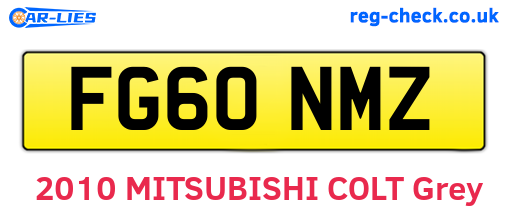 FG60NMZ are the vehicle registration plates.