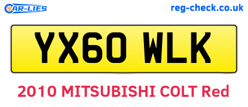 YX60WLK are the vehicle registration plates.
