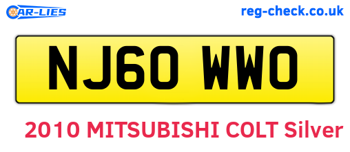 NJ60WWO are the vehicle registration plates.