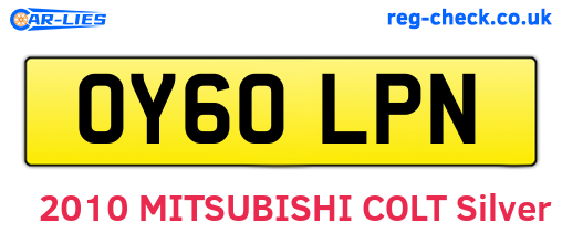 OY60LPN are the vehicle registration plates.