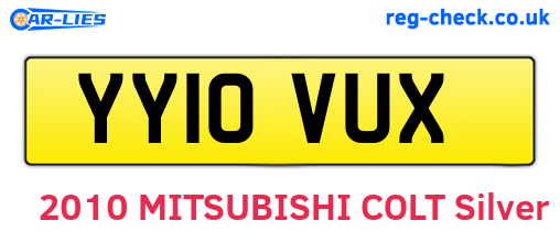 YY10VUX are the vehicle registration plates.